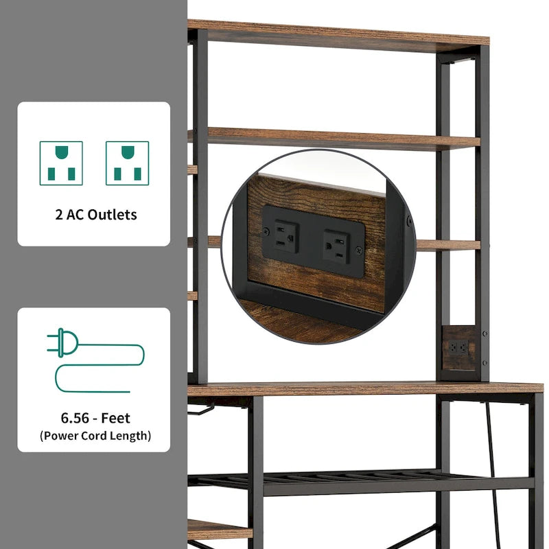 Meuble de cuisine Moasis 40 avec support pour micro-ondes, étagère de boulanger, coin café, rangement pour vin et étagères utilitaires