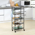 Chariot utilitaire à roulettes HOMCOM à 5 niveaux, chariot de rangement en métal, chariot de cuisine avec paniers en filet amovibles, noir