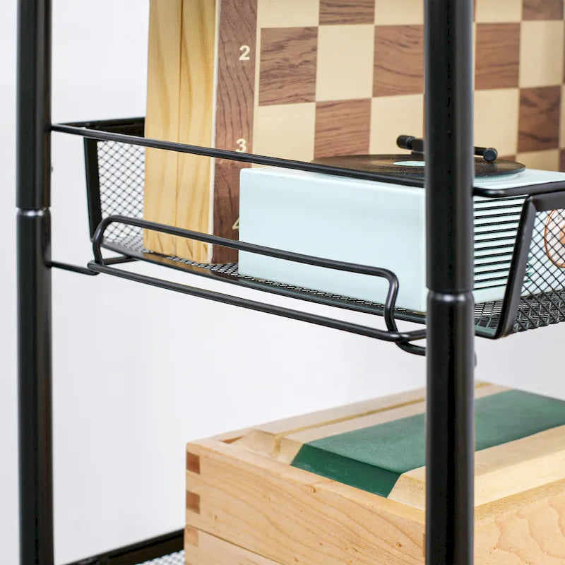 Chariot utilitaire à roulettes HOMCOM à 5 niveaux, chariot de rangement en métal, chariot de cuisine avec paniers en filet amovibles, noir