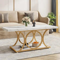 Table basse rectangulaire de 120 cm (47,24 pouces), tables basses modernes à 2 niveaux en faux marbre