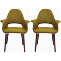 Ensemble de 2 fauteuils modernes en tissu bio avec pieds en bois brun noyer foncé, parfaits pour la salle à manger, le bureau ou comme fauteuil d'appoint.