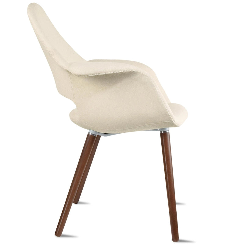 Ensemble de 2 fauteuils modernes en tissu bio avec pieds en bois brun noyer foncé, parfaits pour la salle à manger, le bureau ou comme fauteuil d'appoint.