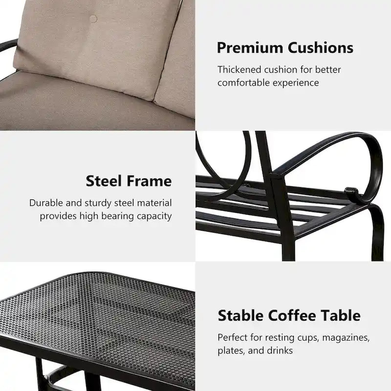 Ensemble de meubles de jardin Costway comprenant une causeuse, une table basse et un banc (2 pièces) - Voir les détails