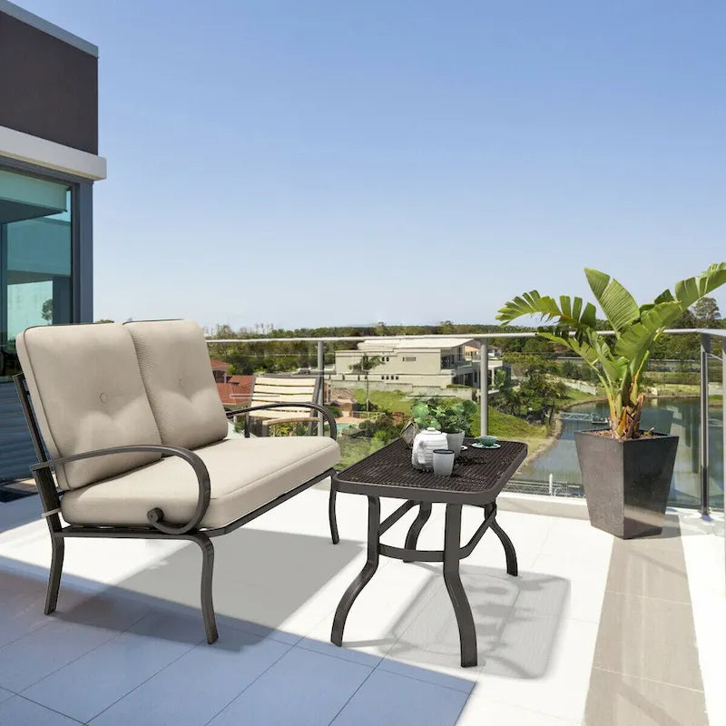Ensemble de meubles de jardin Costway comprenant une causeuse, une table basse et un banc (2 pièces) - Voir les détails