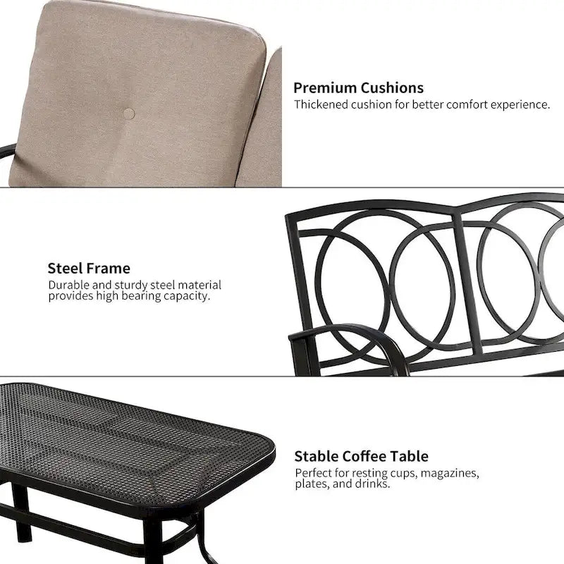 Ensemble de meubles de jardin Costway comprenant une causeuse, une table basse et un banc (2 pièces) - Voir les détails