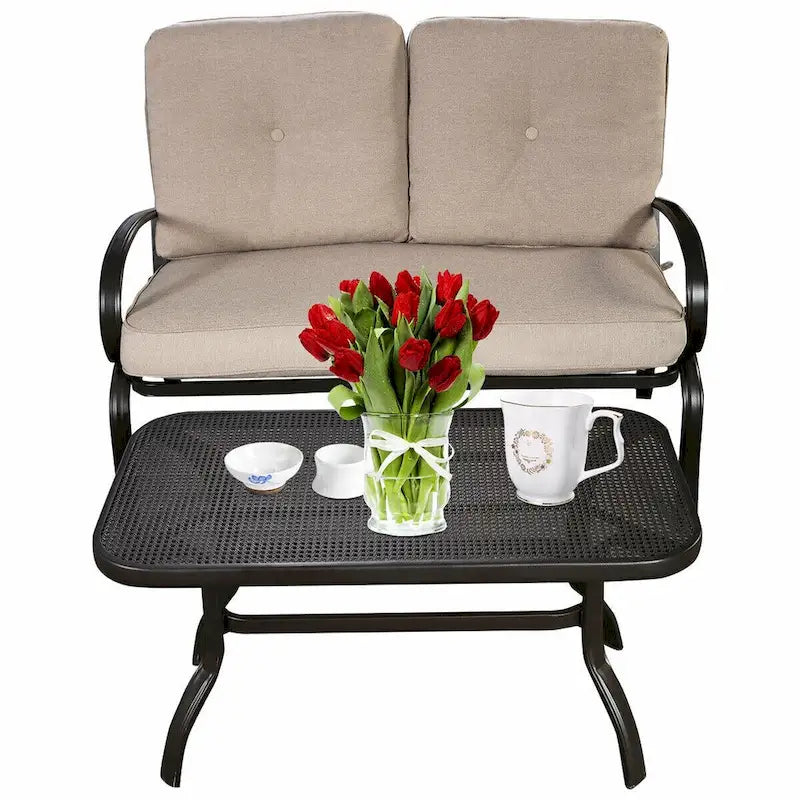 Ensemble de meubles de jardin Costway comprenant une causeuse, une table basse et un banc (2 pièces) - Voir les détails