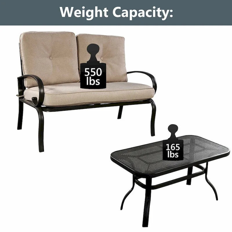 Ensemble de meubles de jardin Costway comprenant une causeuse, une table basse et un banc (2 pièces) - Voir les détails