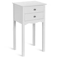 Table d'appoint avec 2 tiroirs - Blanche - 16,0 x 13,0 x 30,0 (L x l x H)