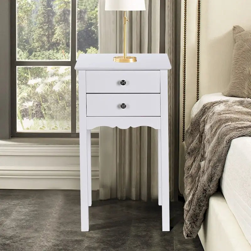 Table d'appoint avec 2 tiroirs - Blanche - 16,0 x 13,0 x 30,0 (L x l x H)