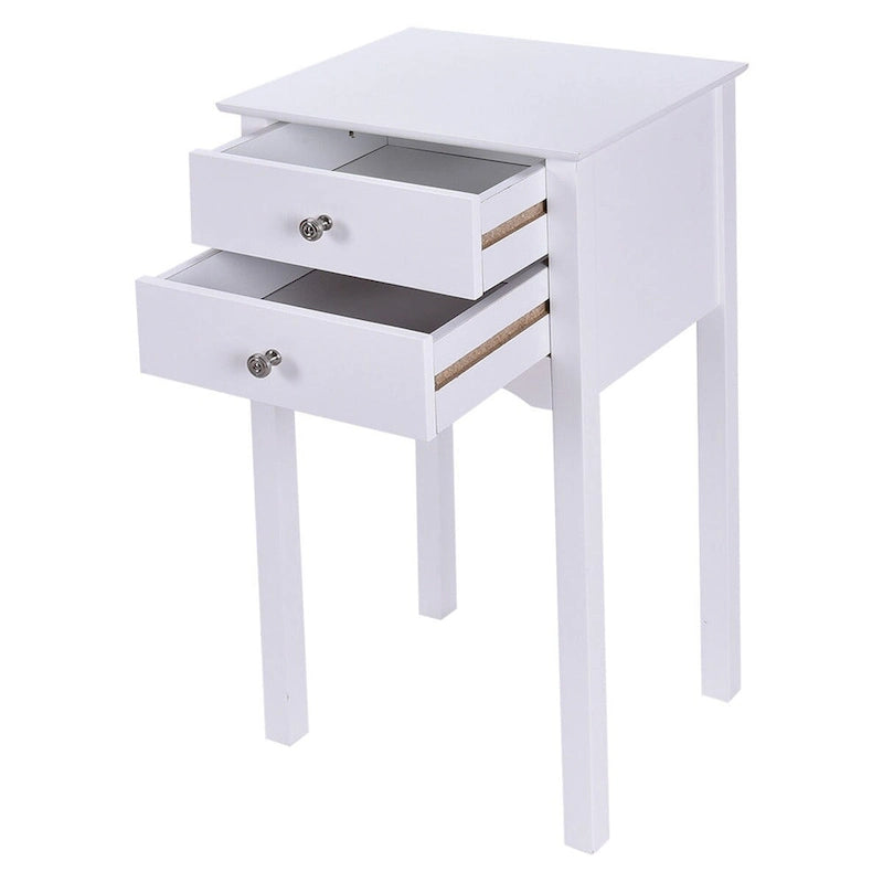 Table d'appoint avec 2 tiroirs - Blanche - 16,0 x 13,0 x 30,0 (L x l x H)