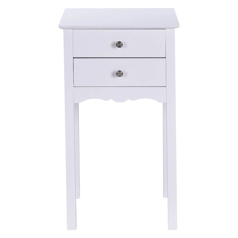 Table d'appoint avec 2 tiroirs - Blanche - 16,0 x 13,0 x 30,0 (L x l x H)