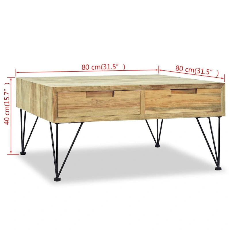 Table basse vidaXL 31,5 x 31,5 x 15,7 cm en teck massif