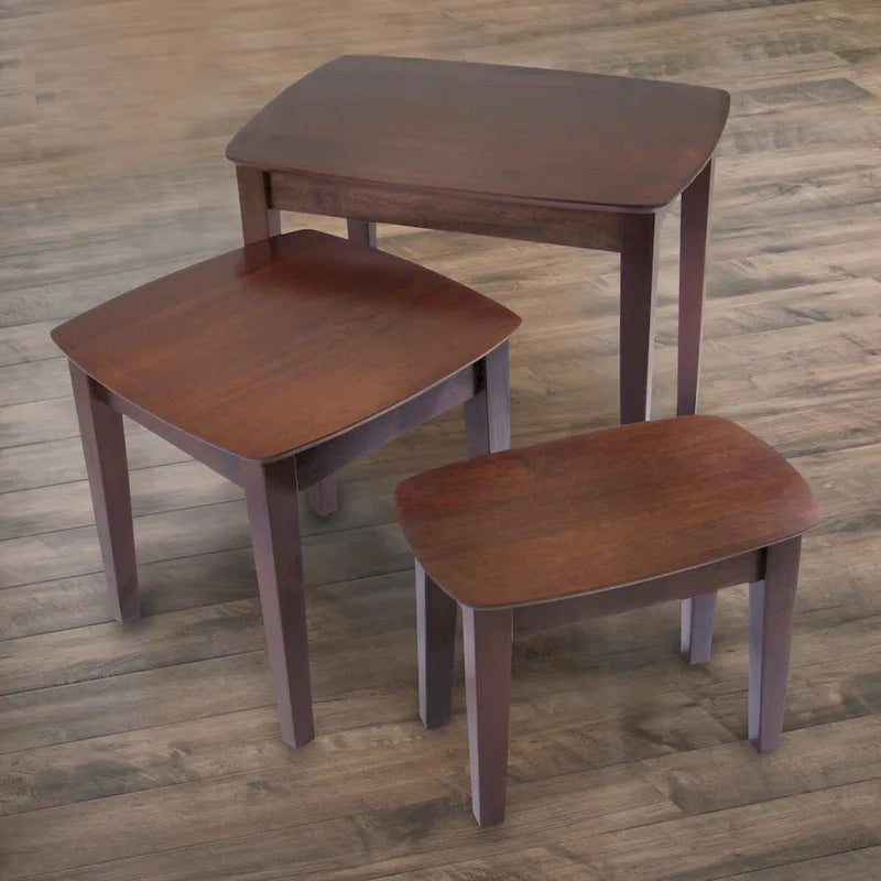 Ensemble de 3 tables gigognes Bradley, noyer - 26,8 x 18,7 x 21,9