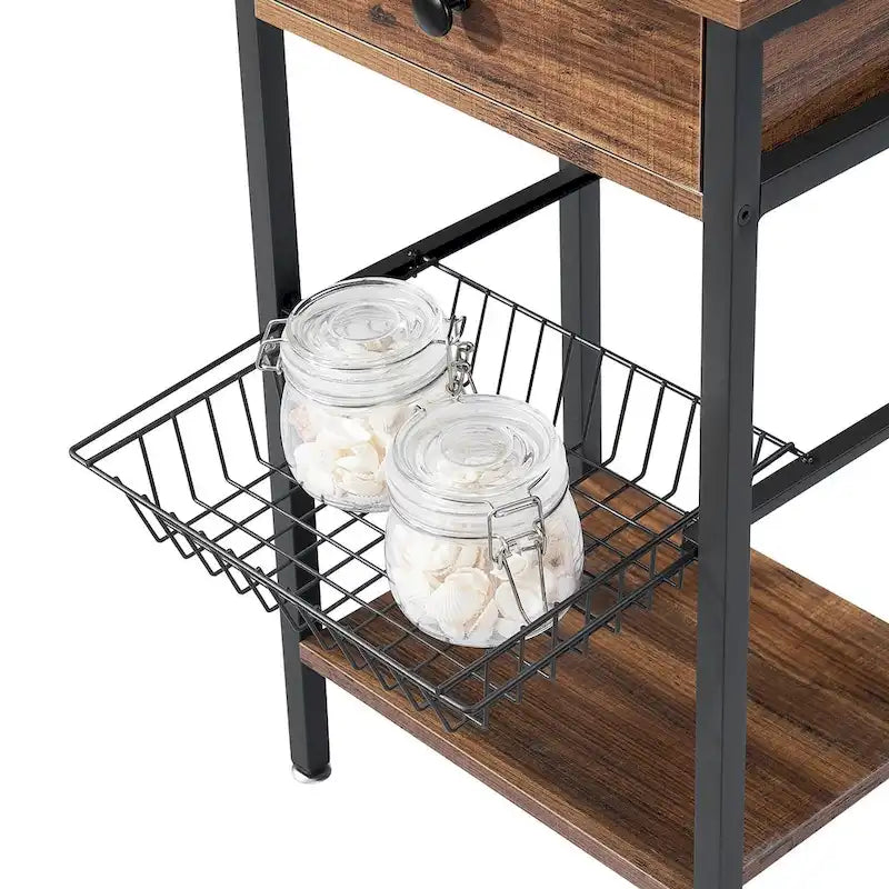 Tables de chevet modernes VELCEO à 1 tiroir avec panier amovible (lot de 2)
