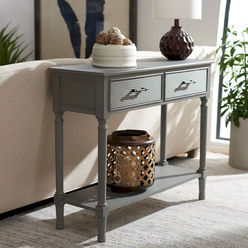 Console SAFAVIEH Sinda à 2 tiroirs - 35,5 cm L x 13 cm l x 29,5 cm H - 36 cm L x 13 cm P x 30 cm H