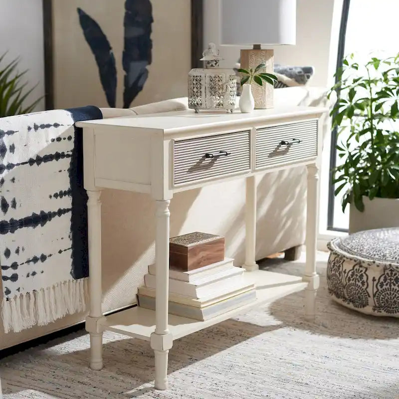 Console SAFAVIEH Sinda à 2 tiroirs - 35,5 cm L x 13 cm l x 29,5 cm H - 36 cm L x 13 cm P x 30 cm H