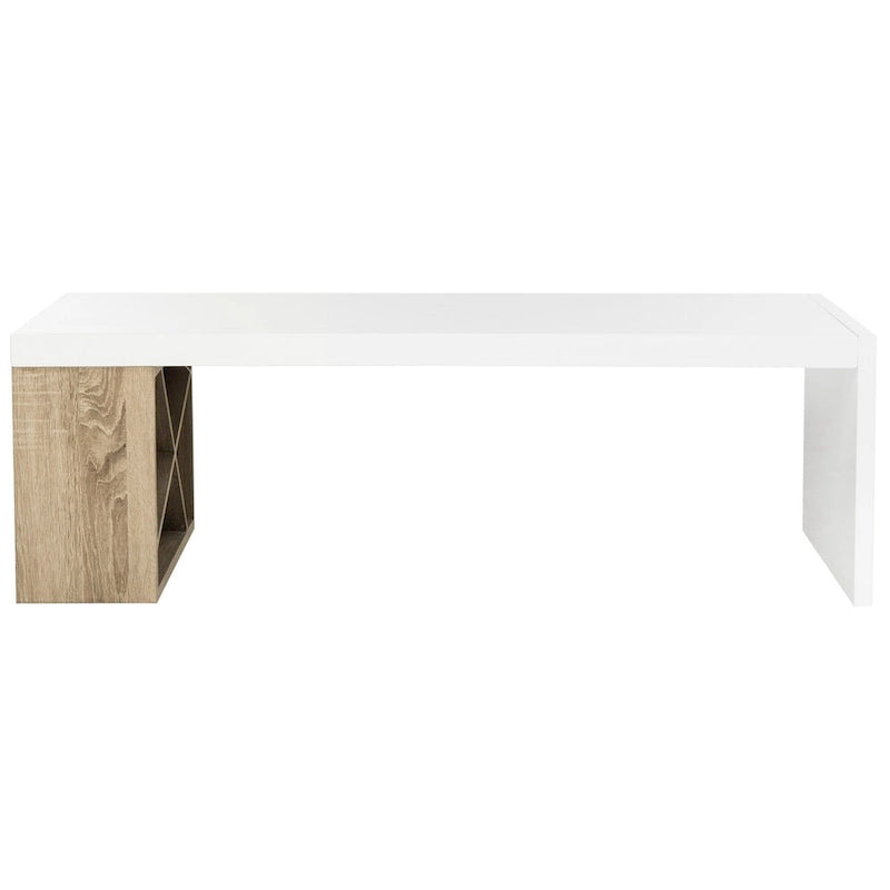 Table basse laquée de style scandinave SAFAVIEH Shelva avec rangement latéral - 120 x 60 x 38 cm (47 x 23,5 x 15 pouces) - 119 x 61 x 38 cm (47 x 24 x 15 pouces)