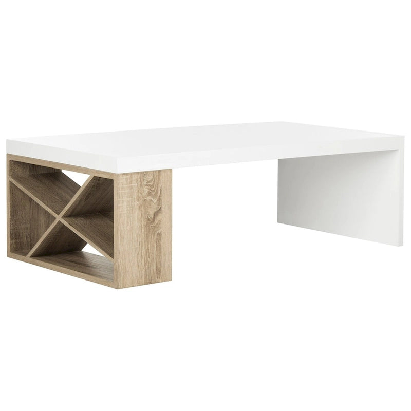 Table basse laquée de style scandinave SAFAVIEH Shelva avec rangement latéral - 120 x 60 x 38 cm (47 x 23,5 x 15 pouces) - 119 x 61 x 38 cm (47 x 24 x 15 pouces)