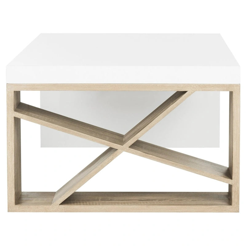 Table basse laquée de style scandinave SAFAVIEH Shelva avec rangement latéral - 120 x 60 x 38 cm (47 x 23,5 x 15 pouces) - 119 x 61 x 38 cm (47 x 24 x 15 pouces)
