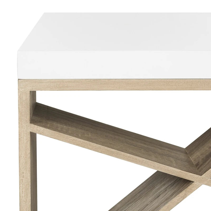 Table basse laquée de style scandinave SAFAVIEH Shelva avec rangement latéral - 120 x 60 x 38 cm (47 x 23,5 x 15 pouces) - 119 x 61 x 38 cm (47 x 24 x 15 pouces)