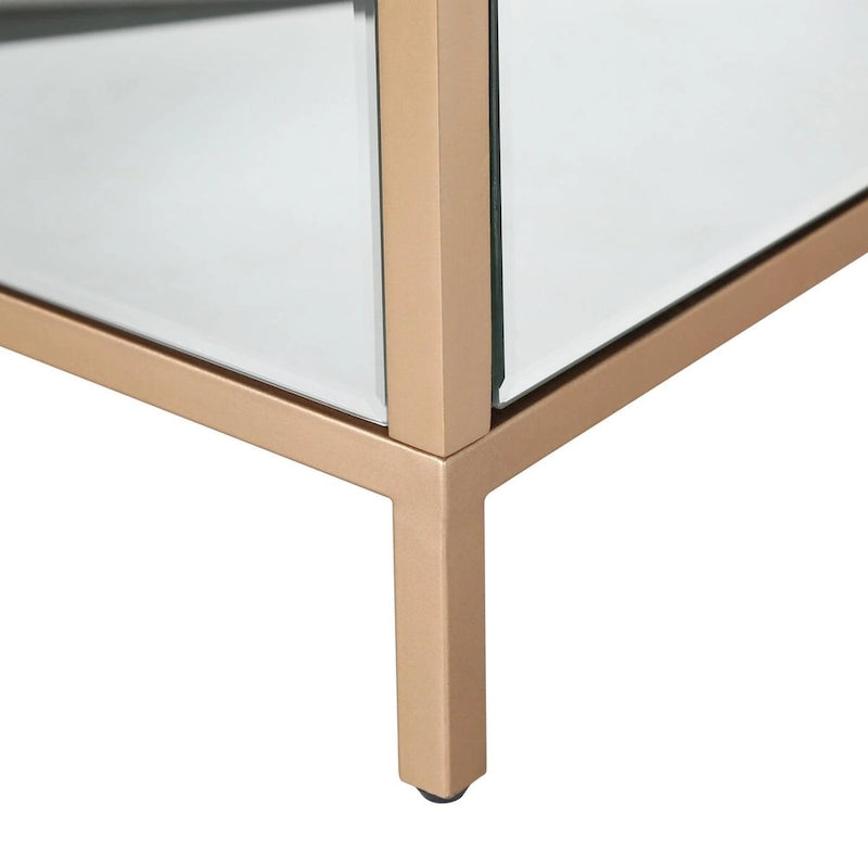 Commode/table de chevet moderne et contemporaine à 3 tiroirs et miroir de 45 cm de large