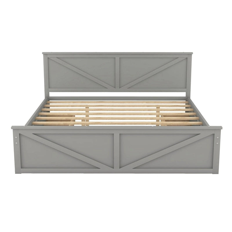 Lit plateforme King Size avec quatre tiroirs de rangement et pieds de soutien