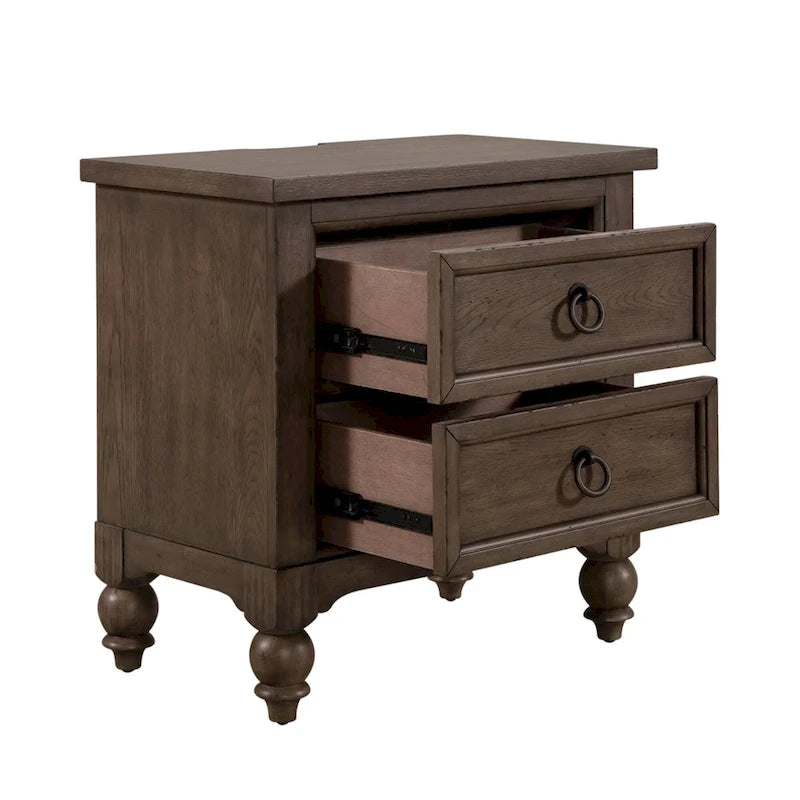Ensemble de chambre à coucher style ferme américaine comprenant un lit traîneau, une commode, un miroir et une table de chevet