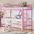 Cadre de lit mezzanine double, structure métallique robuste avec barrière de sécurité sur toute la longueur et escalier amovible pour enfants et adultes