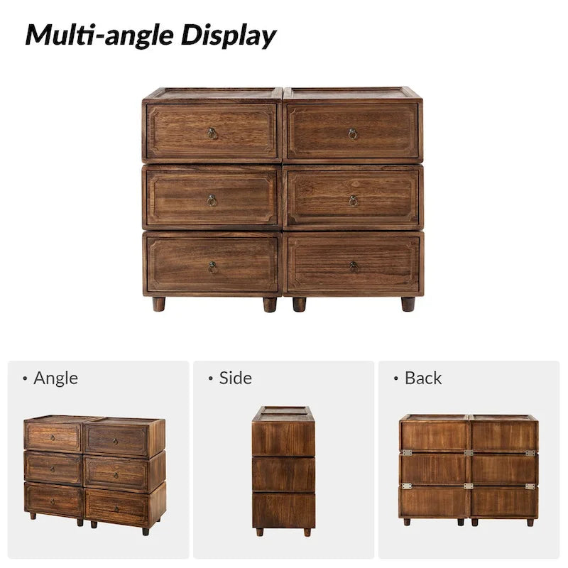 Ensemble de 3 tables de chevet Greg Transitional à 2 tiroirs, configurations multiples, par HULALA HOME