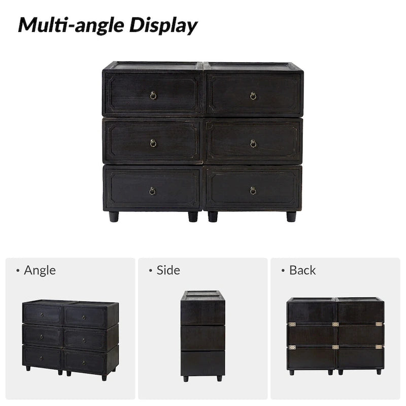 Ensemble de 3 tables de chevet Greg Transitional à 2 tiroirs, configurations multiples, par HULALA HOME