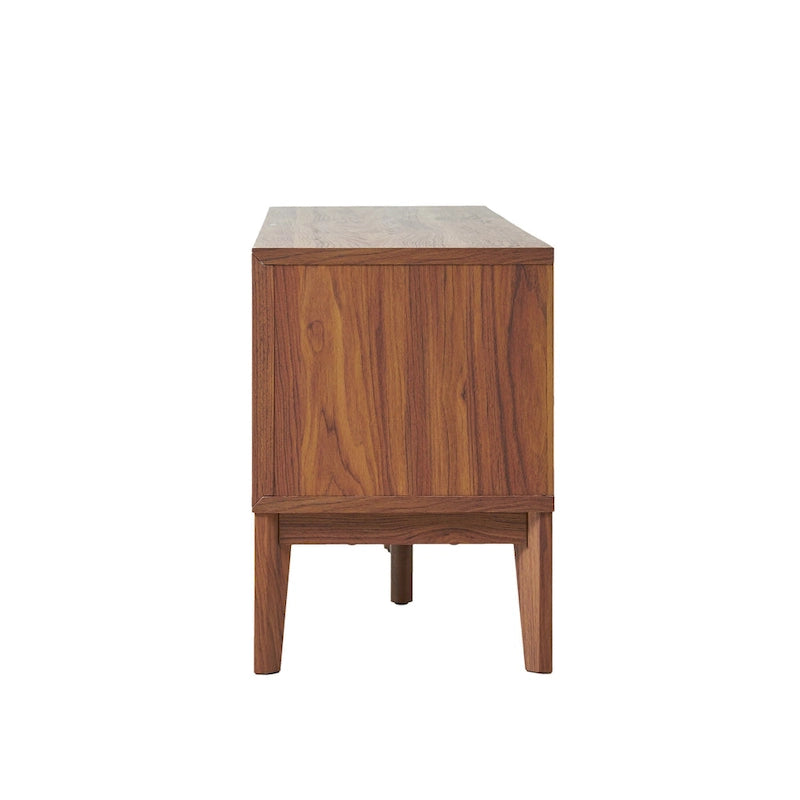 Meuble TV Damien 58 po, style ferme, avec 3 compartiments de rangement et portes coulissantes, compatible avec les téléviseurs jusqu'à 65 po, avec système de gestion des câbles, par JONATHAN Y - 58