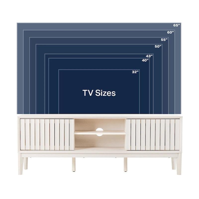 Meuble TV Damien 58 po, style ferme, avec 3 compartiments de rangement et portes coulissantes, compatible avec les téléviseurs jusqu'à 65 po, avec système de gestion des câbles, par JONATHAN Y - 58
