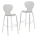 Tabouret de bar en acrylique avec structure en acier chromé, série Oyster, lot de 2