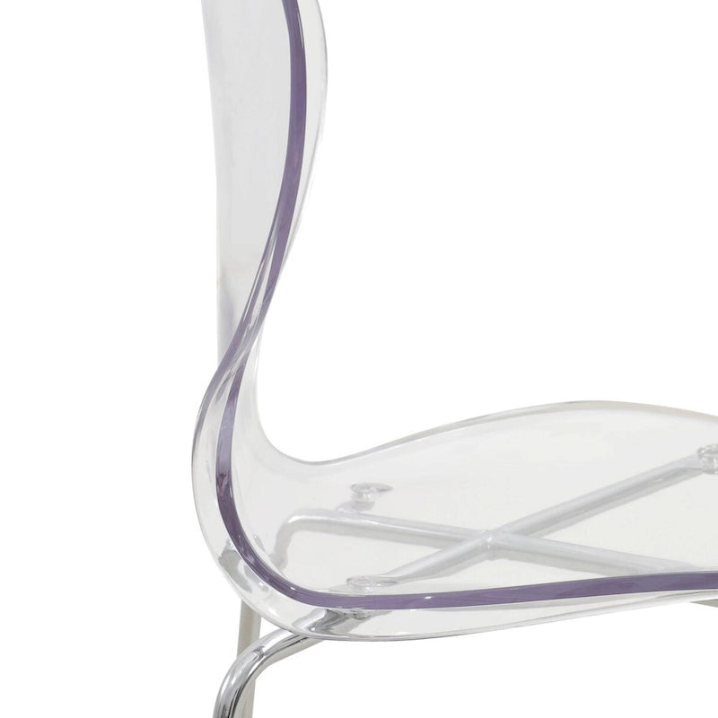 Tabouret de bar en acrylique avec structure en acier chromé, série Oyster, lot de 2