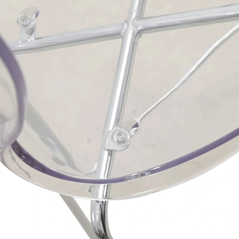 Tabouret de bar en acrylique avec structure en acier chromé, série Oyster, lot de 2