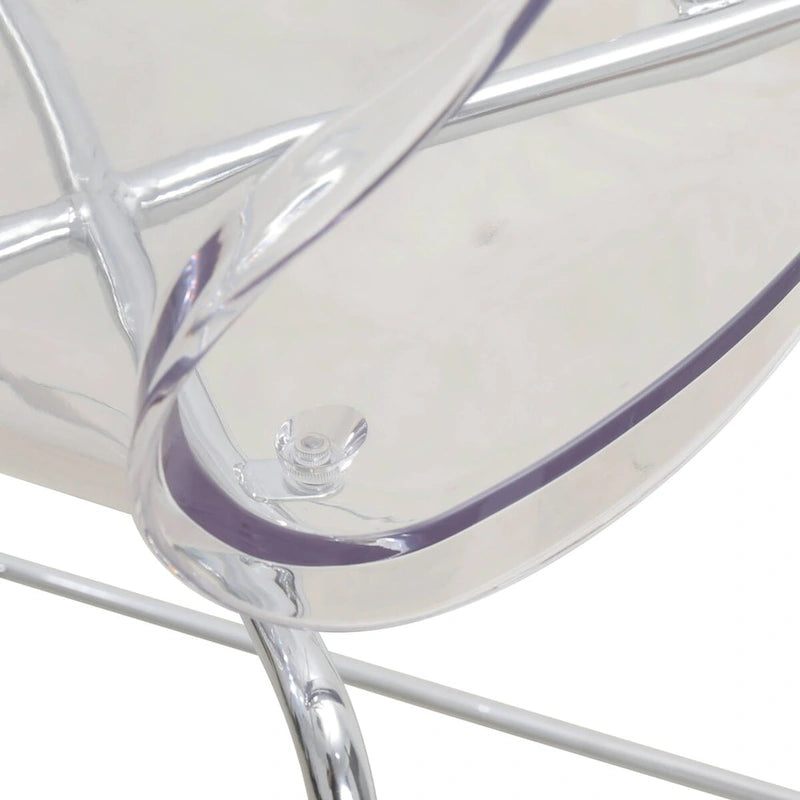 Tabouret de bar en acrylique avec structure en acier chromé, série Oyster, lot de 2
