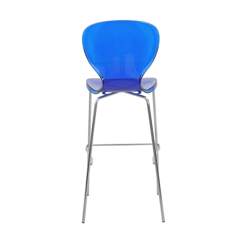 Tabouret de bar en acrylique avec structure en acier chromé, série Oyster, lot de 2