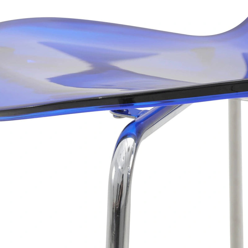 Tabouret de bar en acrylique avec structure en acier chromé, série Oyster, lot de 2