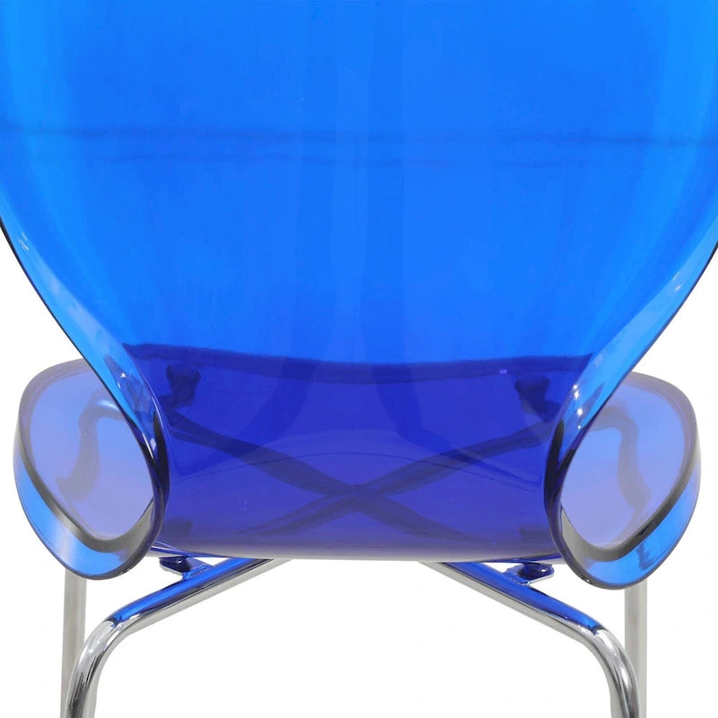 Tabouret de bar en acrylique avec structure en acier chromé, série Oyster, lot de 2