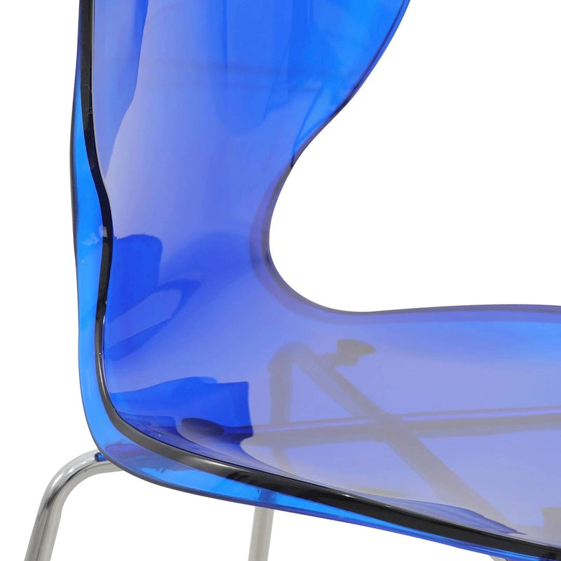 Tabouret de bar en acrylique avec structure en acier chromé, série Oyster, lot de 2