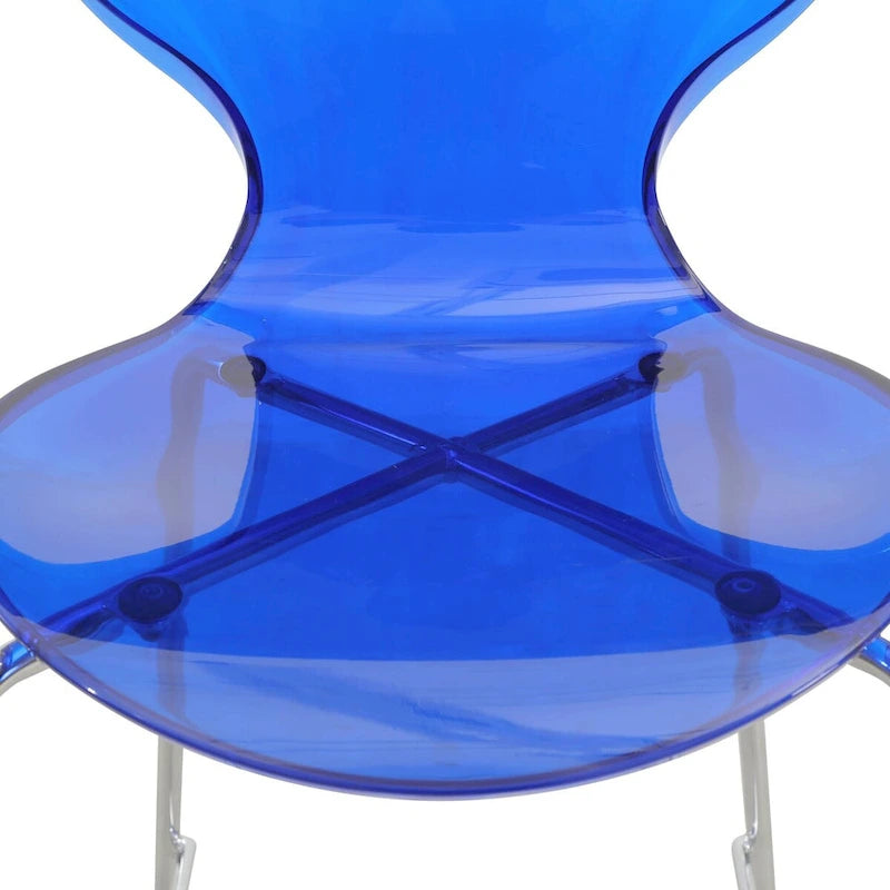 Tabouret de bar en acrylique avec structure en acier chromé, série Oyster, lot de 2