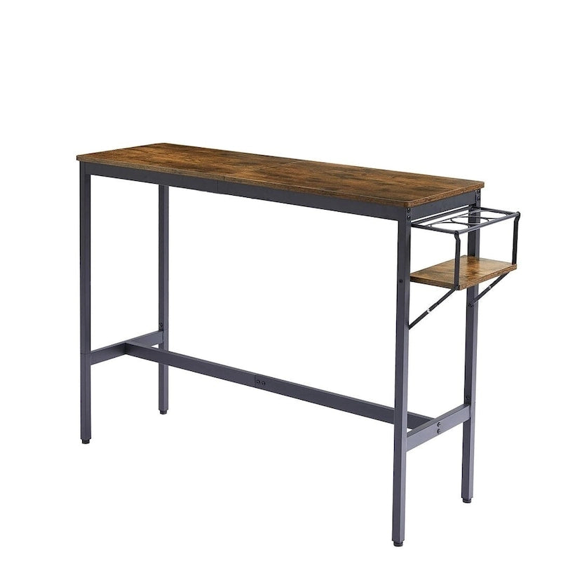 Ensemble table de bar industriel 3 pièces avec casier à vin