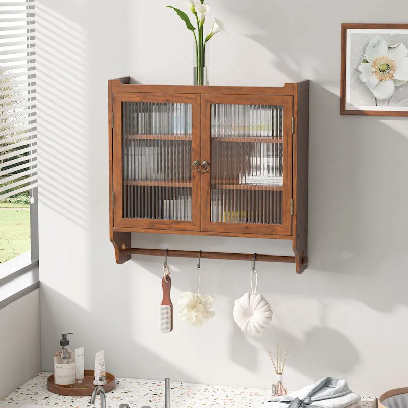 Armoire murale vitrée à trois niveaux de rangement