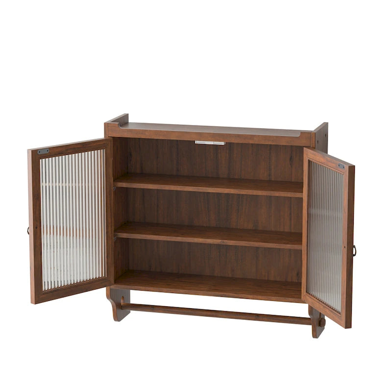 Armoire murale vitrée à trois niveaux de rangement