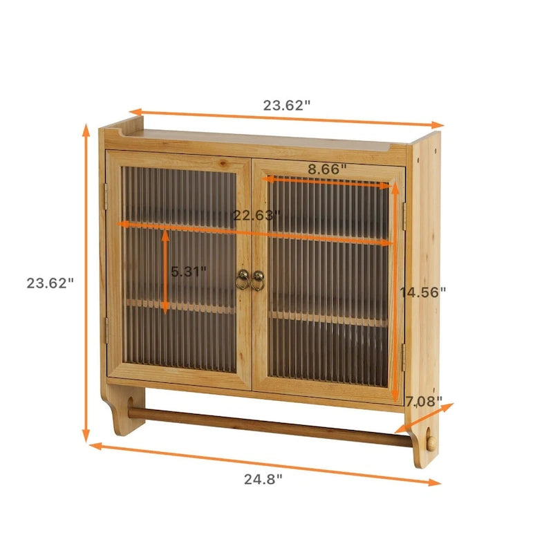 Armoire murale vitrée à trois niveaux de rangement