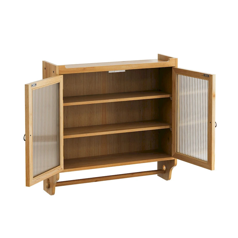 Armoire murale vitrée à trois niveaux de rangement