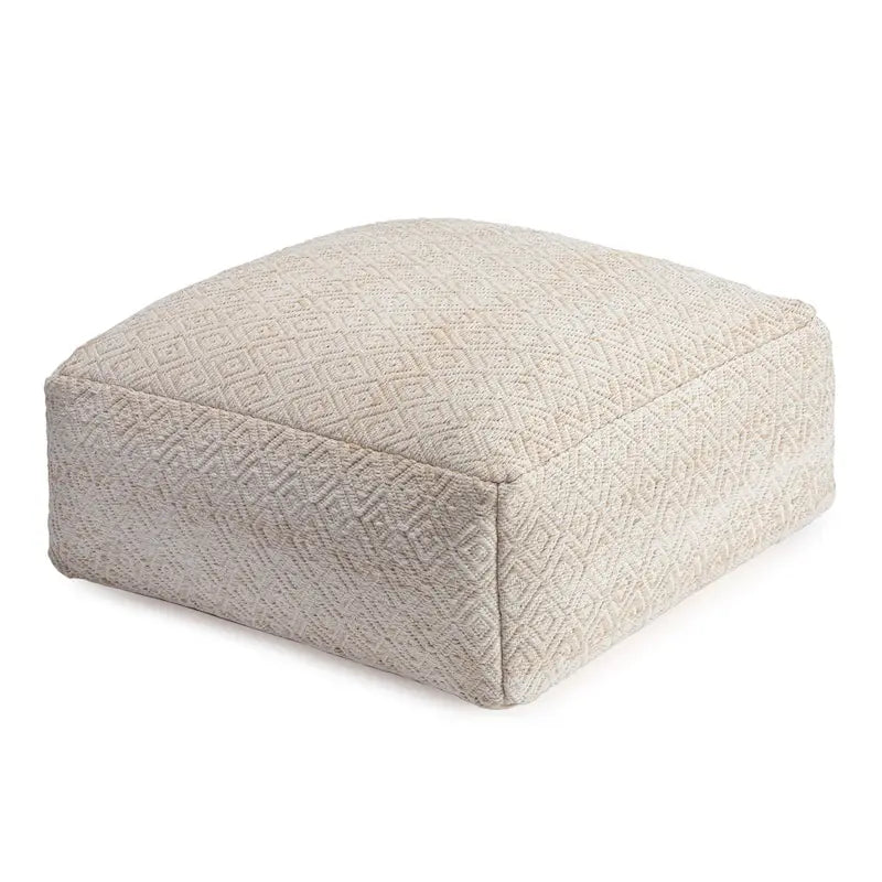 Pouf ottoman carré surdimensionné beige Jani Willamette 34 pouces - Repose-pieds élégant pour salon, chambre