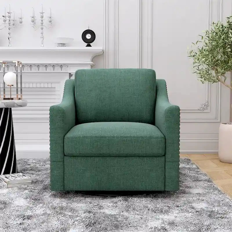 Fauteuil pivotant ergonomique moderne en lin mélangé et velours doux
