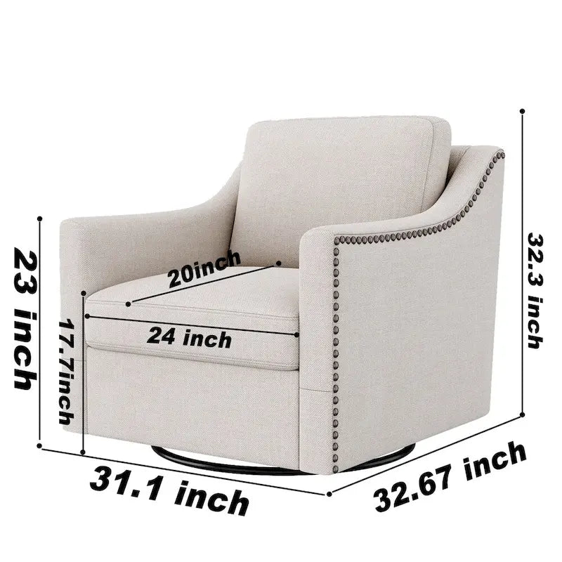 Fauteuil pivotant ergonomique moderne en lin mélangé et velours doux