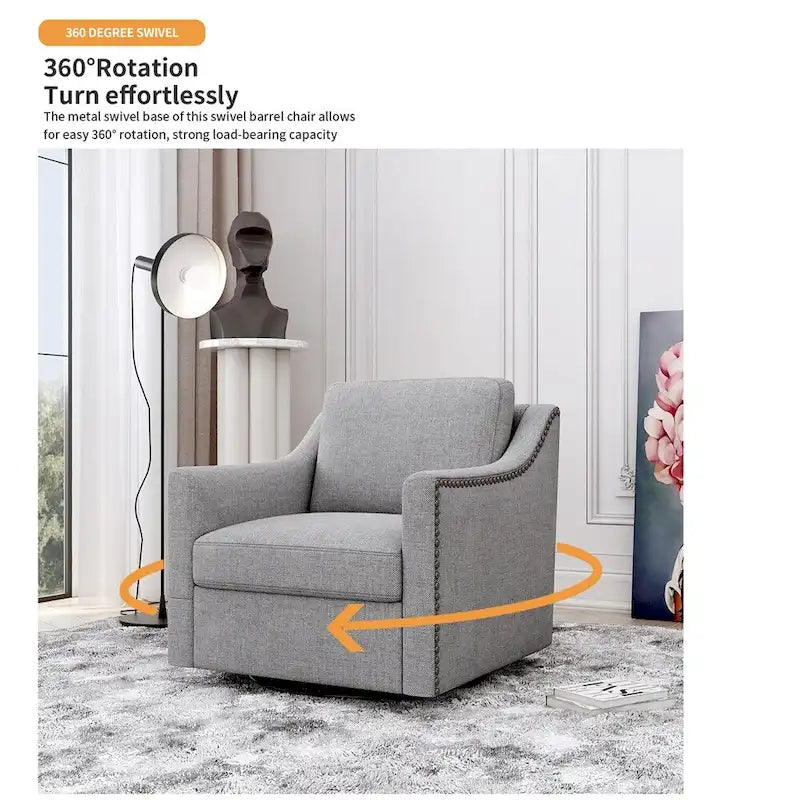 Fauteuil pivotant ergonomique moderne en lin mélangé et velours doux